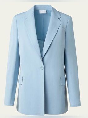 AKRIS PUNTO nwt $1,590 Linen Blend Blazer Sky Blue sz 4